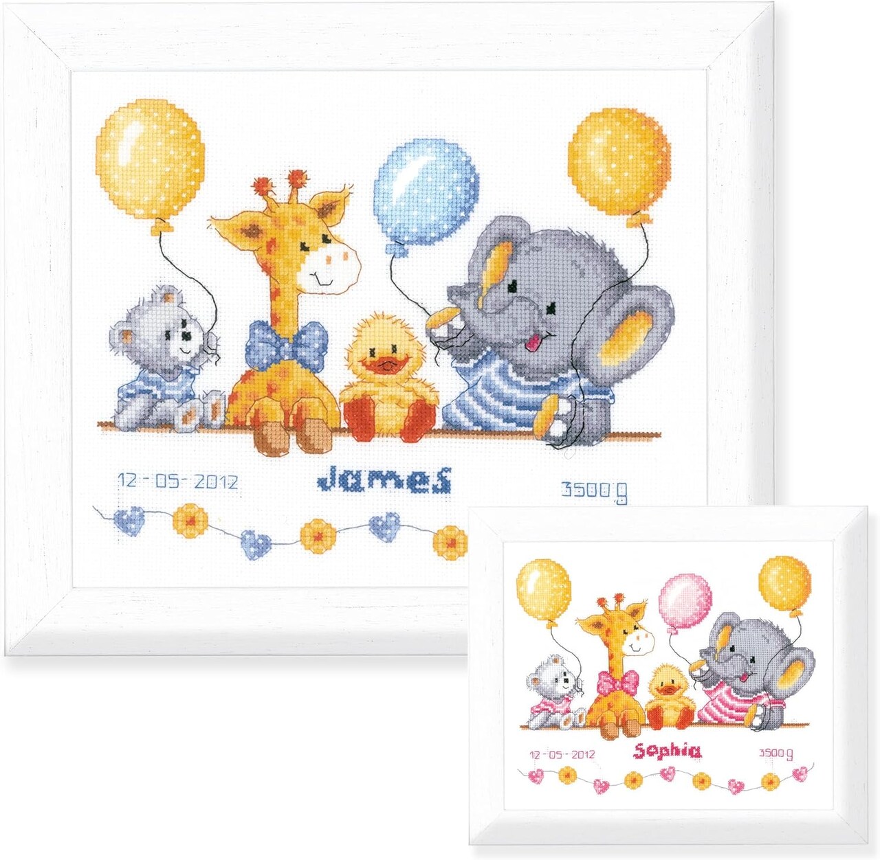Baby Shower II Counted Cross Stitch Kit – 14CT Cotton Aida, DIY Embroidery for Beginners & Adults, 10.8×8.8 Inch, Home Décor & Gift